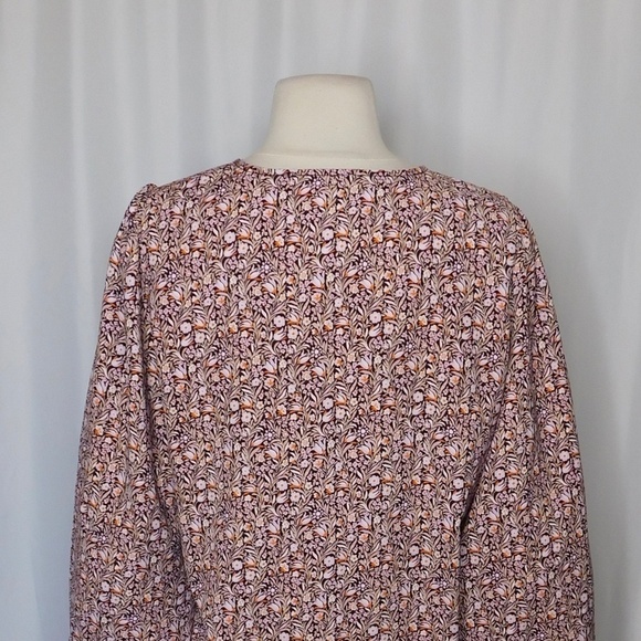 J. CREW Puff Sleeve Top Blouse Floral Flourish Crepe Cottagecore Prairie Small - Picture 9 of 11